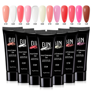BIN Poligel Acrygel Venta al por mayor Suministros para <span class=keywords><strong>uñas</strong></span> Etiqueta privada Brillo Colores UV Extensión de <span class=keywords><strong>uñas</strong></span> Acrílico Poly Gel <span class=keywords><strong>rosa</strong></span> claro nude - Product Image 1