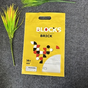 Logotipo personalizado Sello de bloqueo resellable Bolsas de doble cremallera Sello de 3 lados Bolsas de envío con asa para juguetes Bloques Calcetines de comida para bebés - Product Image 2