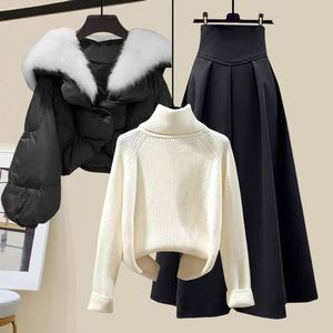 Conjunto <span class=keywords><strong>de</strong></span> 3 Piezas <span class=keywords><strong>de</strong></span> Moda Coreana <span class=keywords><strong>para</strong></span> Otoño e Invierno, Abrigo <span class=keywords><strong>de</strong></span> Algodón con Cuello <span class=keywords><strong>de</strong></span> Lana <span class=keywords><strong>para</strong></span> Estudiantes, Vestido Informal <span class=keywords><strong>de</strong></span> Lana <span class=keywords><strong>para</strong></span> <span class=keywords><strong>Mujer</strong></span> - Product Image 1