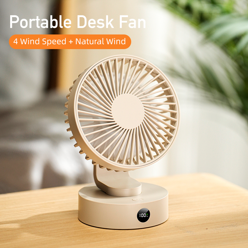 Mini Handheld Plastic Desktop Fan Adjustable Angle Portable Table Cooling Fan USB Rechargeable For Home Office Bedroom Desk Use