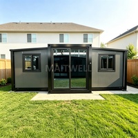 Maison conteneur modulaire portable extensible avec structure en acier, petite maison de 20/40 pieds avec armoire de cuisine et salle de bain pour résidence en arrière-cour