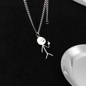 Personalizzato dito medio <span class=keywords><strong>Stickman</strong></span> ciondolo in acciaio inox gesto divertente Doodle collana per gli uomini - Product Image 4