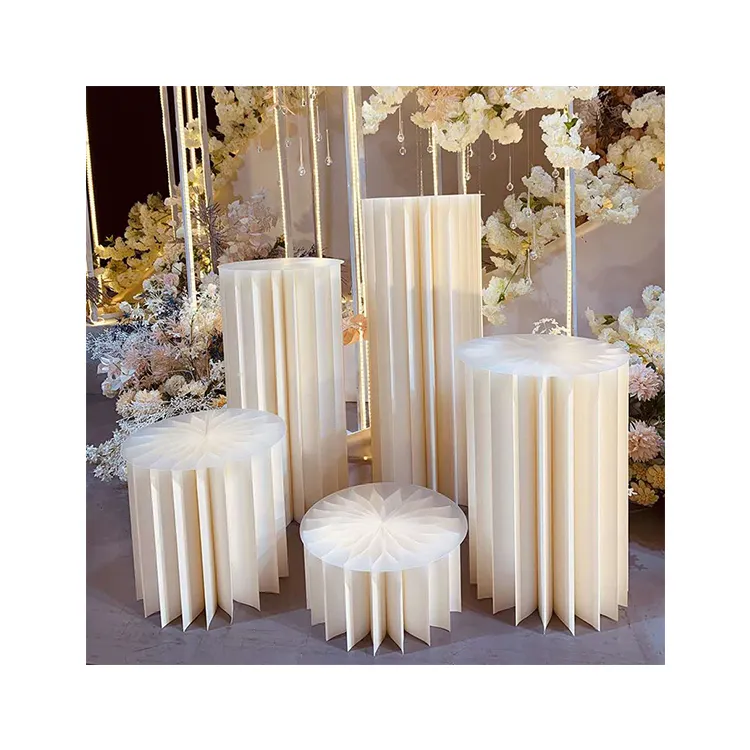 Kainice Birthday party supplies round stand cylinder for party cake table Paper Pedestal White Cake Plinth Cylinder stand