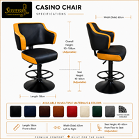 Successor Lederstuhl für Casino Vegas, Drehbarer Casino-Stuhl für Poker, Gaming, Hotel, Spielautomaten, Barhocker