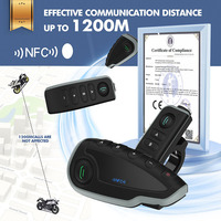Casque d'interphone de moto V8 véritable casque sans fil écouteurs avec télécommande d'interphone longue portée 1200M NFC