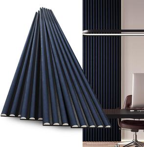 高級インテリアデザイン3Dベルベット壁パネルAkupanelフェルトバックバックハーフラウンドネイビースエードベニヤMDFウッドスラット音響パネル - Product Image 1