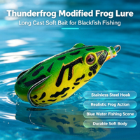 Leurre souple artificiel Thunderfrog Luya Modified Frog Long Cast en acier inoxydable pour la pêche au Blackfish