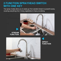Robinet de cuisine intelligent à capteur monté sur pont au design moderne avec noyau de valve en céramique, poignée unique, douchette extractible, finition en acier inoxydable