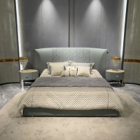 Italienisches Luxus-Lederbett mit Kopfteil, Luxuriöse Schlafzimmer-Sets, Möbel für Hauptschlafzimmer, Neuestes Luxus-Kingsize-Bettgestell