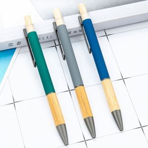 Graduation Gifts Wholesale Custom Logo 1.0Mm New Bamboo Ballpoint Metal & Wood Two-Tone <b>Retractable</b> Advertising Gift <b>Pen</b> - Product Image 1