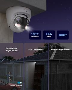Caméra IP PoE <span class=keywords><strong>Anpviz</strong></span> 4K à double objectif 180 °   Caméra de sécurité panoramique intelligente avec vision nocturne couleur, détection des personnes et des véhicules, audio bidirectionnel - Product Image 4