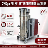 Aspiradora Industrial Automática de Pulso de 28Kpa, 120L, Acero Inoxidable, 380V, Motor Potente de 3000W, Filtro de 8.5m²