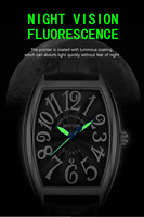 Montre à quartz pour homme, best-seller, forme tonneau, personnalisée, grand affichage numérique, bracelet confortable, décontractée, étanche, calendrier