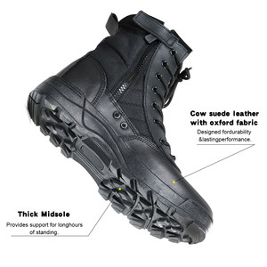 Stivali <span class=keywords><strong>tattici</strong></span> resistenti da <span class=keywords><strong>uomo</strong></span> in pelle impermeabile con stivali neri Anti-Skip in promozione - Product Image 5
