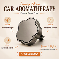 Diffuseur d'aromathérapie voiture en alliage de zinc en forme de fleur avec logo personnalisé, clip d'aération et désodorisant