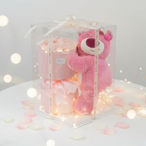 Regalo per San Valentino e Compleanno Bouquet <span class=keywords><strong>di</strong></span> Orsetti e Fragole Fiore Eterno Rosa in Secchio Cartoon <span class=keywords><strong>Scatola</strong></span> <span class=keywords><strong>di</strong></span> Plastica Trasparente <span class=keywords><strong>con</strong></span> Nastro - Product Image 3