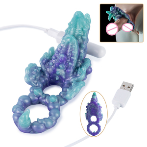 Anillo para pene y testículos Beast Male con 10 modos de vibración, estimulación del clítoris para parejas, juguetes sexuales para el placer sexual. - Product Image 1