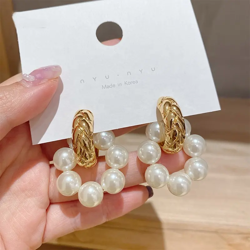 Anting Hoop Antik Grosir S925 Jarum Perak Anting Mutiara Barok Mutiara Telinga Liontin Rumbai Anting Mutiara