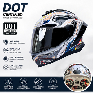 Casques <span class=keywords><strong>de</strong></span> moto modulaires unisexes YM en ABS, homologués DOT, rabattables, imperméables, personnalisés pour le motocross et la course, pour hommes - Product Image 2