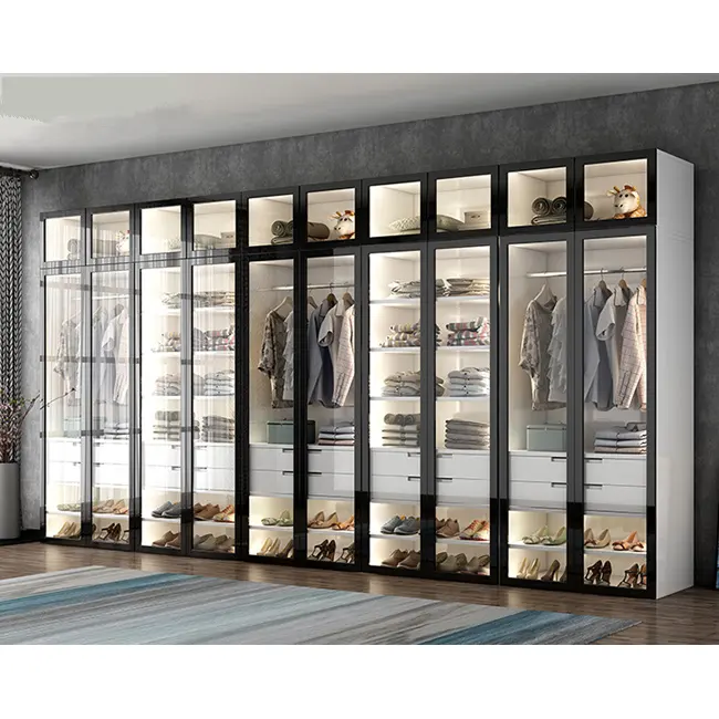 Гардеробная система Семь дверей шкафчик французский белый цвет роскошный дизайн