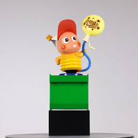 Grande sculpture au sol personnalisée en fibre de verre sculptée, motif personnage de dessin animé pop printanier, avec ballon imprimé, pour affichage en centre commercial, vitrine et magasin de détail