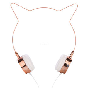 Kinder kabel gebundene Kopfhörer Kinder über Kopf Faltbare Stereo-Kopfhörer mit 3,5-mm-Musik Nettes Katzen-Headset - Product Image 1