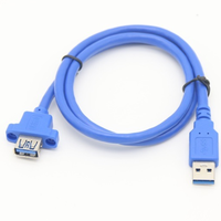 Câble d'extension USB 3.0 AM AF à montage sur panneau, verrouillage à vis, charge rapide 3A, âme en cuivre, isolation PVC/PTFE/Nylon, CE ROHS, longueur personnalisée