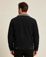 Veste en velours côtelé doublée en sherpa pour homme AQTQ, col rabattu, boutons pression, veste d'hiver chaude, veste décontractée pour tous les jours