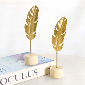 Décoration moderne en métal et bois en forme de feuille de Ginkgo - Décoration de luxe pour la <span class=keywords><strong>maison</strong></span> et le <span class=keywords><strong>bureau</strong></span>, pour le salon, le meuble à vin, artisanat fait main - Product Image 5