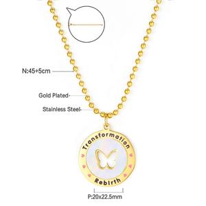 Nouveauté : Collier pour femme en acier inoxydable avec pendentif papillon et coquillage blanc - Product Image 5