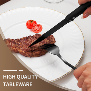 Nhà Máy Giá Bạc 36/48/72 cái muỗng ngã ba bít tết dao Gương đen dao kéo thép không gỉ Flatware Set - Product Image 4