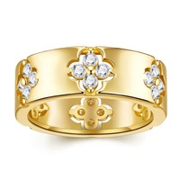 Bague tendance en argent S925 plaqué or 18 carats, étanche, avec moissanite VVS1, motif feuille de trèfle et fleur de prunier, pour femme