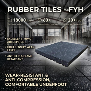 Baldosas de Gimnasio Encajables de Caucho Reciclado de 60 mm de Grosor, 610x610 mm, Ecológicas, Impermeables, para Pisos de Fitness en Interiores, con Certificación SGS - Product Image 1