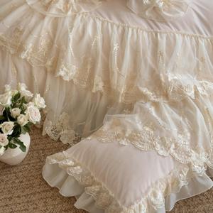 Housse de <span class=keywords><strong>couette</strong></span> en dentelle de style princesse, broderie rose, velours pour bébé, textiles de maison, <span class=keywords><strong>hiver</strong></span> chaud, volants, ensemble de literie 4 pièces, fournisseur - Product Image 4