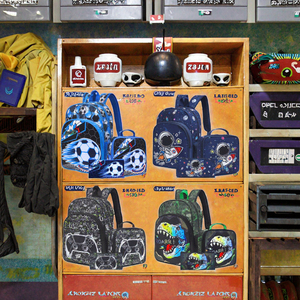 Sac à dos décontracté trois pièces à thème football, unisexe, en polyester, pour écoliers, avec design mignon de dessin animé et fermeture éclair – Nouvelle collection très prisée - Product Image 3