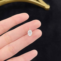 Ciondolo in Oro 18K con Diamante Coltivato in Laboratorio, Minimalista, alla Moda, a Quattro Griffe, Versatile, Taglio Ovale, Gioielli Raffinati da Donna, Catene Delicate