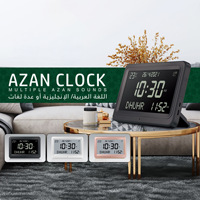 Horloge de bureau multilingue Al-Fajia, horloge de prière islamique Azan, grand écran LCD, calendrier Hijri, boussole Qibla