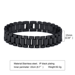 Bracelets pour hommes en acier inoxydable 316L haut de gamme, plaqués or, bracelet de montre, chaîne de bracelet - Product Image 3