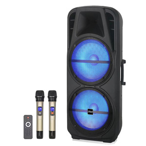MT-5315 Dual 15-Inch Woofer Portable <b>Bluetooth</b> Speaker With 2 <b>Wireless</b> Mics For Outdoor Karaoke Parties - Product Image 2