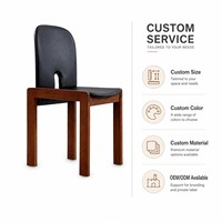 Chaise de salle à manger moderne en cuir, chaise d'appoint en bois massif avec pieds épais pour restaurant, hôtel et maison