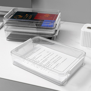 A4 Document Organizer Box Large Size Transparent Plastic Multi Layer Dustproof Office Storage Container Rectangle Covered - Product Image 1