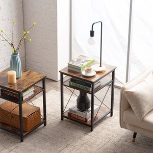 Ensemble de 2 tables d'appoint modernes X-Design, table de chevet avec étagère de rangement pour lit, salon, chambre à coucher - Product Image 6