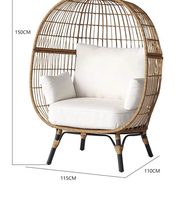 Fauteuil paresseux mobile en rotin style nordique, canapé nid d'oiseau, mobilier de loisirs pour resort, cour et balcon, petite table en HDPE