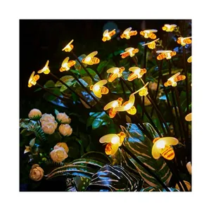 太阳能蜜蜂形发光二极管灯防水花园庭院花环灯蜜蜂串草坪灯太阳能庭院灯