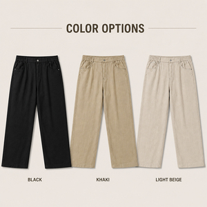Pantalon décontracté d'été pour homme en Lyocell, Lin et Coton, coupe droite ample à taille élastique, respirant, avec logo personnalisé, qualité supérieure - Product Image 5