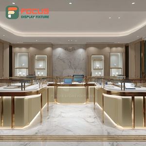 Sistema de Exhibición de Joyería de Diseño Minimalista, Vitrina de Vidrio con Marco de Madera para Mostrador de Centro Comercial - Product Image 1