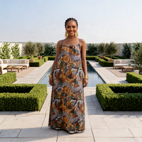 Robe moulante décontractée et élégante en polyester, imprimé ethnique africain, anti-plis, dentelle, tenue traditionnelle pour le printemps, l'automne et l'été