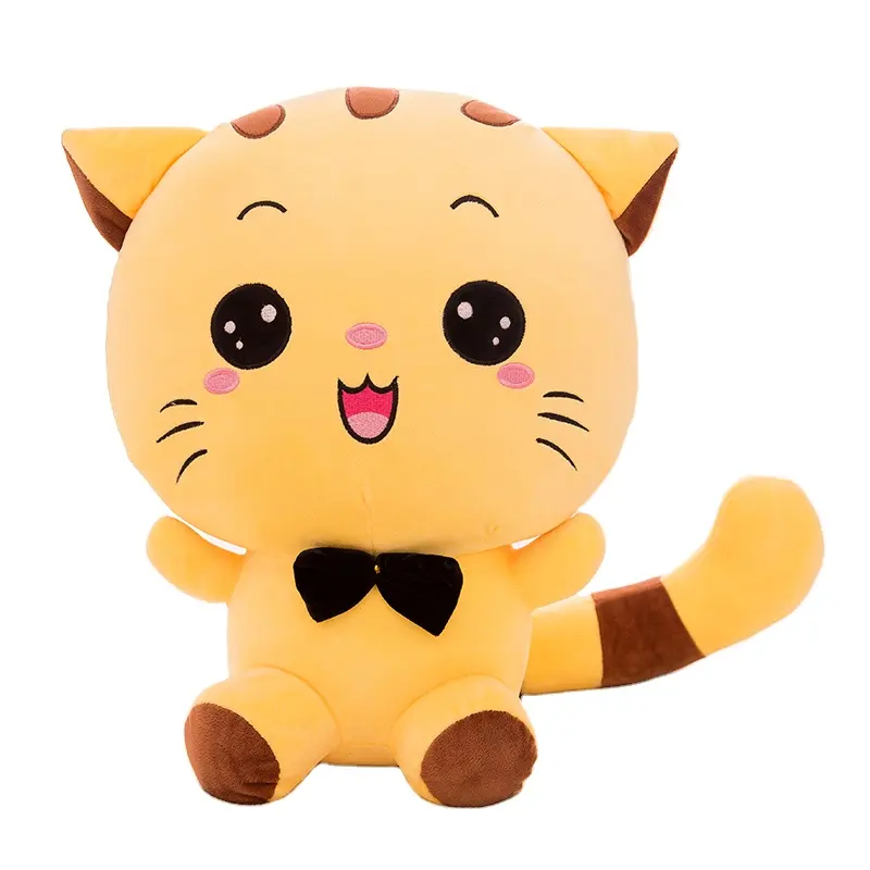 custom cartoon plush big eyes yellow fat cat laughing rolling cute stuff kids stuffed animal loves soft toy