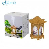 Humidificateur de bureau à brancher sur USB, style pavillon chinois, 160 ml, brumisateur ultrasonique à brume fraîche, lumière d'ambiance pour le bureau et la maison