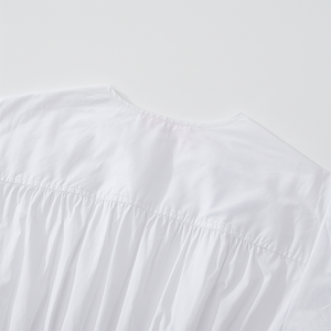 เดรสผ้าฝ้ายทอเนื้อแน่นสไตล์วินเทจสำหรับผู้หญิง ทรงเอ ความยาวปานกลาง คอวี แขนสั้น เอวสูง เหมาะสำหรับใส่ทำงานหรือใส่ลำลองในฤดูร้อน - Product Image 1